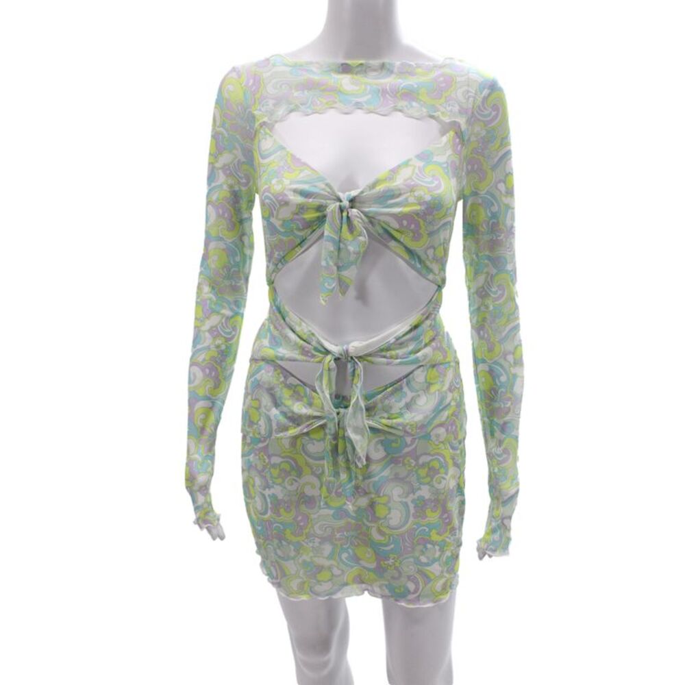 Lovers + Friends Women Bodycon Floral Dress Longsleeve Tie Waist Size M